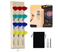 LEKEFETO Supporto per freccette in legno per 12 freccette, di alta qualità, in legno, pratico contenitore per freccette da parete, per qualsiasi tipo di bersaglio (colore legno), Colore del legno