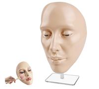 LEKEFETO Viso di esercizio per il trucco: testa di esercizio riutilizzabile con supporto, estensione delle ciglia, trucco, per tutto il viso di pittura naturale