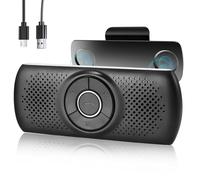 LEKEFETO Vivavoce per auto, vivavoce kit auto con clip, supporto Siri Assistant, Bluetooth 5.0, slot per schede TF, microfono integrato, altoparlante, musica, GPS, telefono