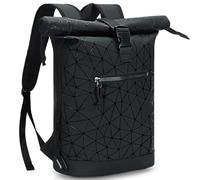 Lekeinchi Zaino Rolltop Impermeabile Porta PC 17 Pollici | Rains Espandibile per Uomo Donna - Viaggio Casual Lavoro Università - Diamante Nero