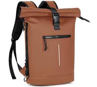 Lekeinchi Zaino Rolltop Uomo Donna Porta PC 17 Pollici | Zaino Impermeabile Uomo Donna - Rains Zaino con Strisce Riflettenti - Zaino da Viaggio Espandibile - Casual Lavoro Università - Marrone