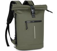 Lekeinchi Zaino Rolltop Uomo Donna Porta PC 17 Pollici | Zaino Impermeabile Uomo Donna | Zaino Rains Espandibile | Zaini Scuola Elegante - Lavoro Viaggio Università Casual Ciclismo - Verde Militare