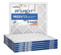 LEKEN 20 ′ x20 ′ x1 ′ MERV 13 AC Filtro aria Fornace Confezione da 6 - Filtri elettrostatici per forni HVAC per condizionatori d'aria pieghettati Applicabile alle famiglie con animali domestici (dimensioni reali: 19.5 ′ x19.5 ′ x0.75 ′)