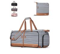 Lekesky Borsone da Viaggio Borsone Palestra Donna Uomo 150L, Borsa da Viaggio Pieghevole con Scomparto Scarpe e Tracolla, Leggero Impermeabile Borse Bagaglio a Mano per Weekend Ospedale Sport, Strisce