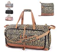 Lekesky Borsone da Viaggio Borsone Palestra Donna Uomo 80L, Borsa da Viaggio Weekend Pieghevole con Scomparto Scarpe, Leggero Impermeabile Borse Bagaglio a Mano Sportiva Ospedale, Motivo Leopardato