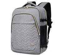 Lekesky Zaino da viaggio da cabina, per computer portatile da 17 pollici, impermeabile, per donne e uomini, Grigio - Versione originale, 43 cm, Zaino da viaggio