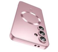 LEKEVO Magnetic for Samsung Galaxy S25 Plus Case [Compatible with MagSafe][Built-in Camera Lens Protector] Slim Soft Silicone Bumper Shockproof Metallic Luster Phone Shell (Rose Gold)