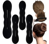 Lekgavd 4 pezzi per chignon, 2 misure, spugna modellante per capelli da donna, classici bigodini pigri, accessori per lo styling dei capelli per capelli lunghi, ricci e lisci, colore nero