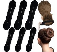 Lekgavd 6 pezzi per chignon, 2 misure, spugna modellante per capelli da donna, classici bigodini pigri, accessori per lo styling dei capelli per capelli lunghi, ricci e lisci, colore nero
