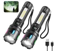LEKIA Torcia LED Potente Ricaricabile USB-C, 2 Pezzi 100000LM Professionale Torcia LED Tattica Militare Torce, Singola Modalità/7 Modalità Torcia Elettrica Impermeabile Per Campeggio Emergenza