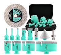 LEKOMESH Punte Diamantate Gres Porcellanato - (6/6/8/20/25/35/50/68/110mm+20mm Finger Bit+50mm Chamfer Bit+Adattatore+Lama da Sega) Punte Trapano per Piastrelle in Ceramica, Filettatura M14