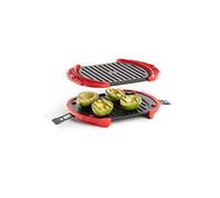 Lékué 0220600R14 Griglia XL per Microonde, in Acciaio Inox, Rosso/Nero