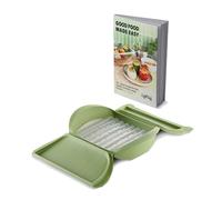 Lékué Astuccio per vapore in silicone platino verde con vassoio e ricettario in inglese, 3-4 persone, 1400 ml