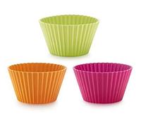 Lékué Classic - Pirottini per muffin, 7 cm, set di 6, colore magenta/arancione/verde
