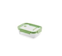Lekue Contenitore per alimenti rettangolare in vetro 100%, ermetico, 1,5 l, verde
