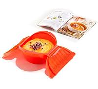 Lékué Kit Astuccio a Vapore Fondo + Libro Ricette, Silicone Platino, Rosso, 3,4 Pezzi