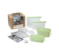 Lékué Kit contenitori porta alimenti essenziali (2 sacchetti riutilizzabili, 2 coperchi estensibili riutilizzabili e 2 contenitori riutilizzabili), silicone platino