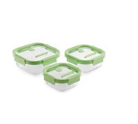 Lékué Set 3 contenitori quadrati, vetro
