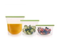 Lékué bolsas para Kit 3 Sacchetti per conservare in Silicone, Mini/Medio/XL, Verde
