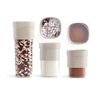 Lékué Set di barattoli per Alimenti da Cucina, Set di contenitori per Alimenti, Beige, Set L/M