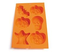 Lékué Stampo da Forno Halloween con Spazzola per 6 Pezzi in Arancione
