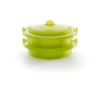 Lékué vaporiera doppia in silicone a 2 livelli, Verde, XL