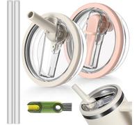 LeKuni 2 Pezzi Coppa Coperchio Impermeabile, Coperchio Stanley Cup Impermeabile, Stanley Cup Accessori, Tappo Stanley Cup, 40 Oz Tumbler Flip Straw, Reusable Tumbler Accessory (Bianco+Rosa)