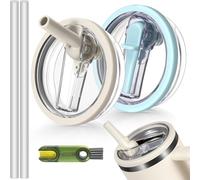 LeKuni 2 Pezzi Coppa Coperchio Impermeabile, Coperchio Stanley Cup Impermeabile, Stanley Cup Accessori, Tappo Stanley Cup, 40 Oz Tumbler Flip Straw, Reusable Tumbler Accessory (Bianco+Azzurro)