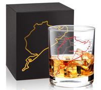 LeKuni Bicchieri Whisky Con Nürburgring - Bicchieri Acqua Vetro Da 300ml Per Vodka, Rum, Bourbon, Gin Tonic, Amaro, Cocktail - Bicchieri Whisky Particolari