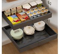 LeKuni Cassetti Estraibili Per Cucina 1 pezzo, Cassetto Estraibile Cucina A Larghezza Regolabile, Cassetto Telescopico Cucina, Cassetti Scorrevoli Per Cucina (Nero 32-52cm)
