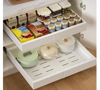 LeKuni Cassetti Estraibili Per Cucina, Cassetto Estraibile Cucina A Larghezza Regolabile, Cassetto Telescopico Cucina, Cassetti Scorrevoli Per Cucina, Mobili Cucina Salvaspazio (Bianco 32-50cm)