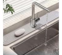 LeKuni Tappetino Lavandino Cucina, Paraspruzzi Lavello Cucina per Lavello in Pietra Diatomite, Accessori Lavello per Rubinetti per Il Bancone del Bagno [Bianco, 60x10cm]