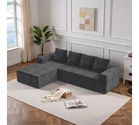Lekvvied Divano 4 posti in velluto a coste,divano angolare modulare moderno con chaise longue rivolta a destra per soggiorno camera da letto, nessun montaggio richiesto (B-grigio)