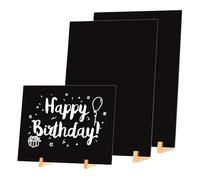 LELADY Lavagna da Tavolo A4, 3 Pezzi Mini Lavagna Piccola, Lavagnette Cancellabili Neri, Lavagna con Base in Legno, Piccola Lavagna, Lavagnette con Supporto per Messaggi