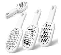 LELE LIFE Confezione da 3 grattugia manuale per formaggio da cucina in acciaio inossidabile, piccola grattugia impilabile con manico per formaggio, limone, zenzero, noce moscata, aglio, agrumi, patate