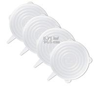 LELE LIFE Confezione da 4 coperchi elasticizzati in silicone di dimensioni uguali, riutilizzabili più spessi e durevoli in silicone, coperchi espandibili, lavabili in lavastoviglie, 14,5 cm