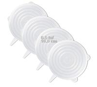 LELE LIFE Confezione da 4 coperchi elasticizzati in silicone di dimensioni uguali, riutilizzabili più spessi e durevoli in silicone, coperchi espandibili, lavabili in lavastoviglie, 16,5 cm