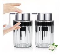 Lele Life Set di 2 dispenser di sapone schiumogeno, dispenser di sapone a mano in schiuma acrilica trasparente con pompa argentata per bagno (Clear)