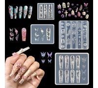 LELE LIFE Stampi per unghie in silicone, confezione da 4 pezzi, motivo 3D a forma di fiore di spine, rose, serpente, rosa, rosa, fiori, per nail art, accessori fai da te