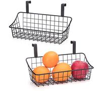 LeleCAT Cestino con gancio a griglia, da appendere dietro una porta o su una ringhiera, sopra la porta dell'armadio, piccolo, nero, confezione da 2