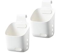 LeleCAT Cestino da cucina moderno in plastica bianca, confezione da 2 con gancio staccabile, sopra la porta dell'armadio o ringhiera, 7,8 cm P x 12,7 cm L x 12,2 cm H, portaoggetti da cucina