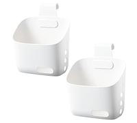 LeleCAT Cesto portaoggetti da cucina in plastica, con gancio staccabile, da appendere dietro una porta o su una ringhiera, sopra la porta dell'armadio (bianco, grande, confezione da 2)