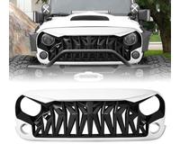 LeLEEEE per Jeep Wrangler JK JKU Rubicon Sahara Sport 2007-2017 Auto Anteriori Paraurti Griglie Radiatori,Anteriore Griglia della Mascherine,B-White