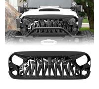 LeLEEEE per Jeep Wrangler JK JKU Rubicon Sahara Sport 2007-2017 Auto Anteriori Paraurti Griglie Radiatori,Anteriore Griglia della Mascherine,A-Black