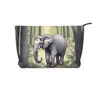 L'elefante camminante ha stampato la borsa cosmetica del velluto a coste, borsa impermeabile di stoccaggio degli articoli da toel, Nero , Taglia unica