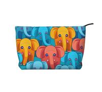 L'elefante multicolore del fumetto ha stampato la borsa cosmetica del velluto a coste, borsa impermeabile di stoccaggio degli articoli da to, Nero , Taglia unica
