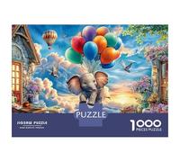 L'elefante nel cielo Puzzle Floating Elefantes with Balloons 1000 Tessere Cartone Resistente Per Uomo E Donna, Stimolante Tempo Libero, Regalo Compleanno Premium Immagini Vibranti 70x50cm/1000pcs