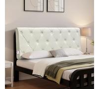 LELEFIDO Testiera imbottita, testiere contemporanee in tessuto con bottoni capitonnè, assemblaggio senza attrezzi, stile versatile per qualsiasi camera da letto,123cm,beige