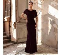 L'elegante abito lungo in angora viola voluminoso, con uno scialle avvolgente, è adatto per appuntamenti, feste per single, matrimoni, eventi formali, abiti da damigella d'onore. Per gli ospiti di mat