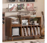 LELELINKY Grande supporto per dischi con contenitore e ripiano, supporto in vinile con superficie di presentazione per fino a 450 album, soluzione per riporre la musica e il soggiorno